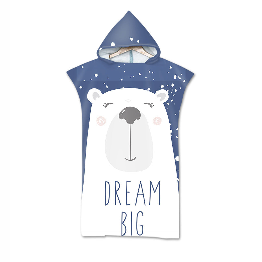 Kids Cartoon Animal Hooded Beach Towel
