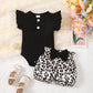 Kids' Rompers Bow Leopard Shorts Suit
