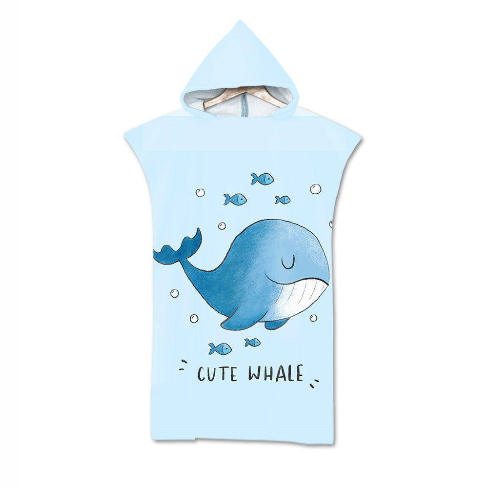 Kids Cartoon Animal Hooded Beach Towel