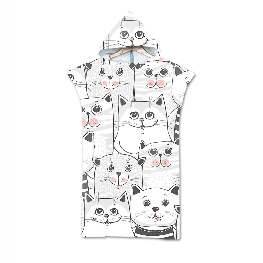 Kids Cartoon Animal Hooded Beach Towel