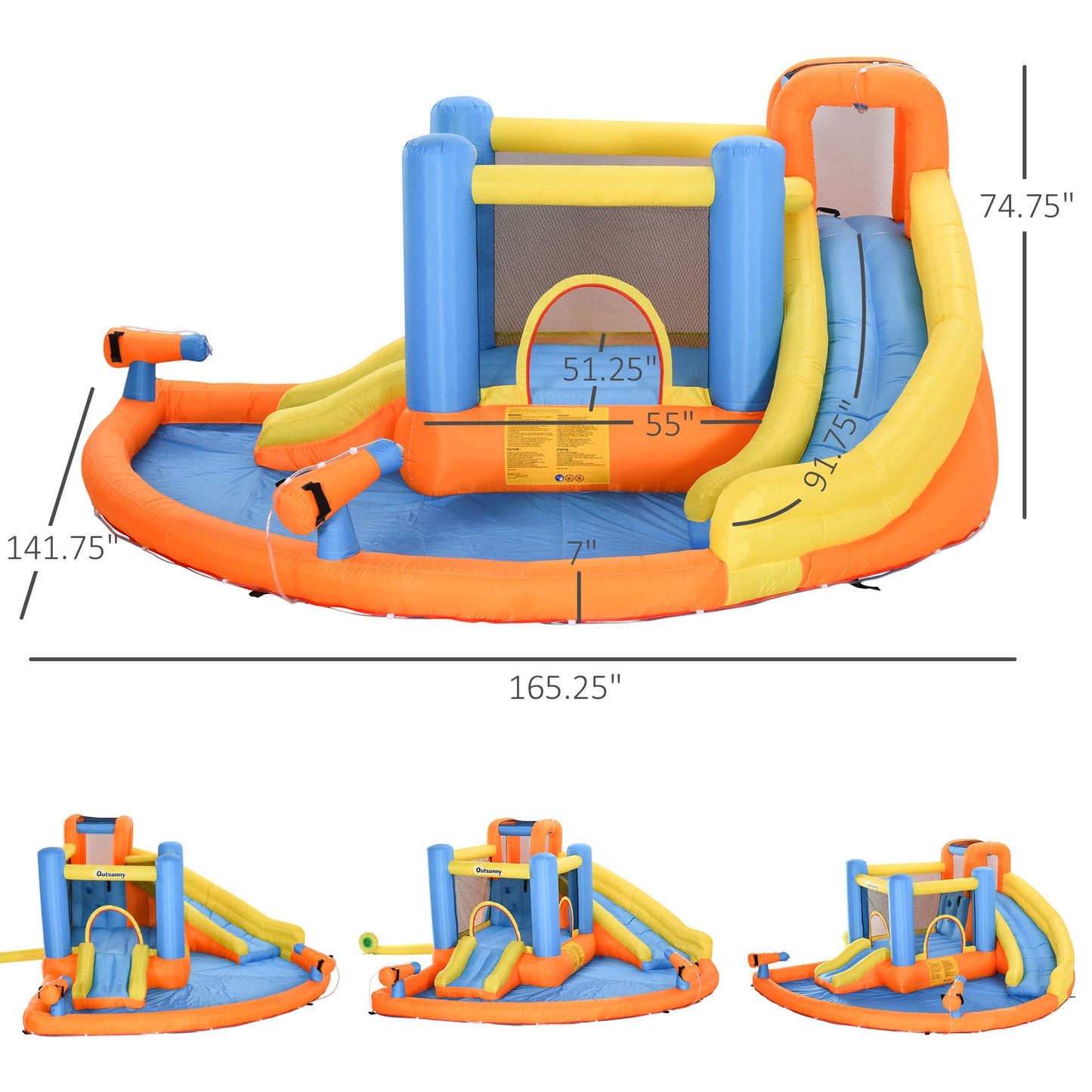 5-in-1 Bounce House Water Park Jumping Castle With Water Pool, Slide,