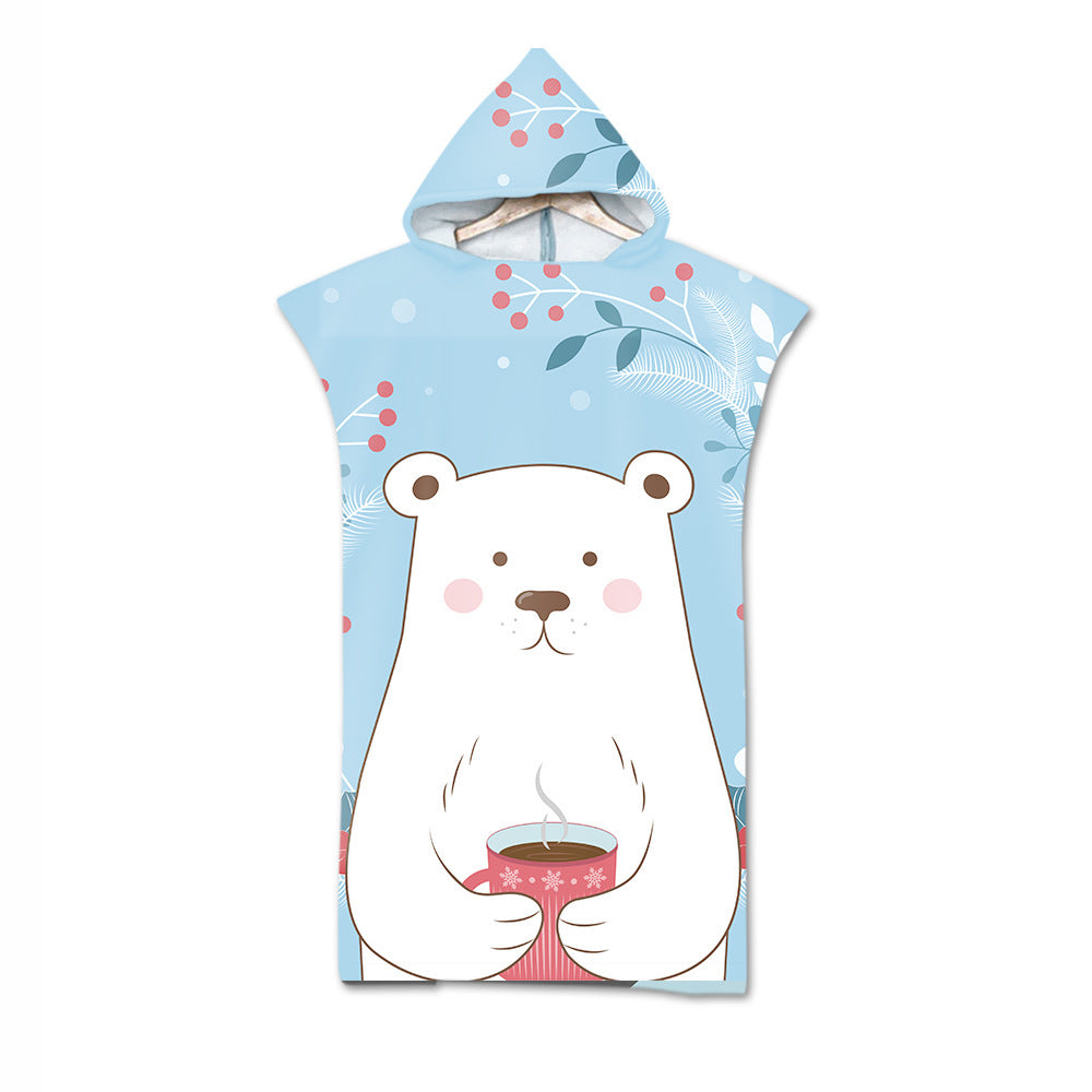 Kids Cartoon Animal Hooded Beach Towel