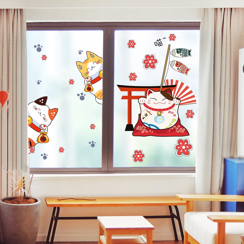 Trending Cartoon Cat Glass Stickers