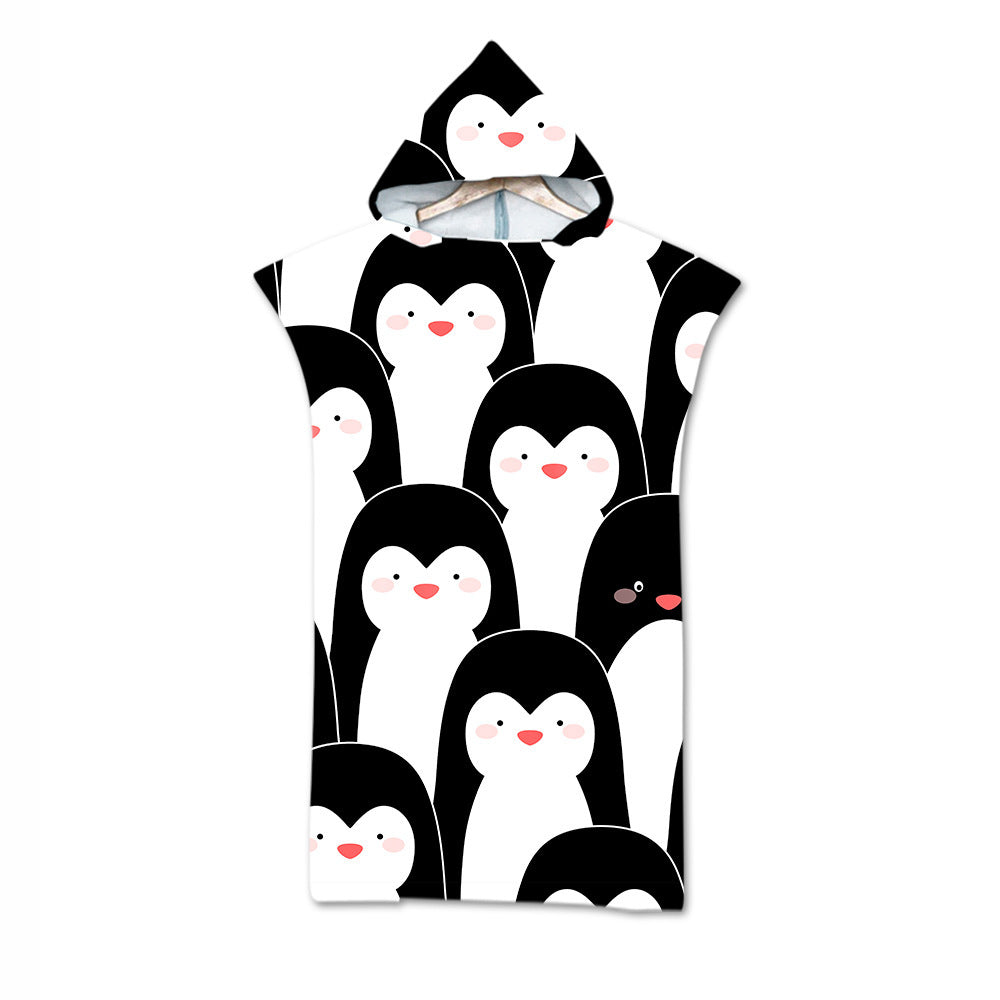 Kids Cartoon Animal Hooded Beach Towel